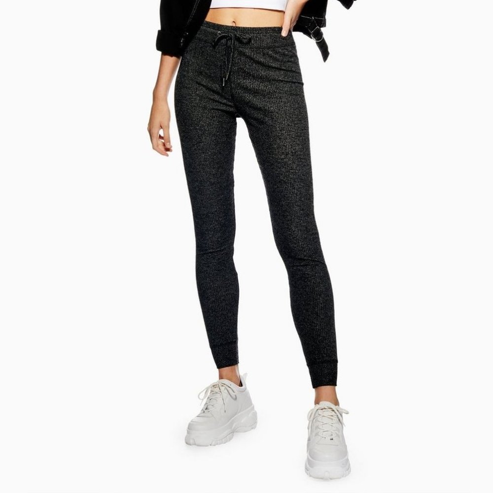 Topshop Ribbed Skinny Joggers Charcoal Sz 2